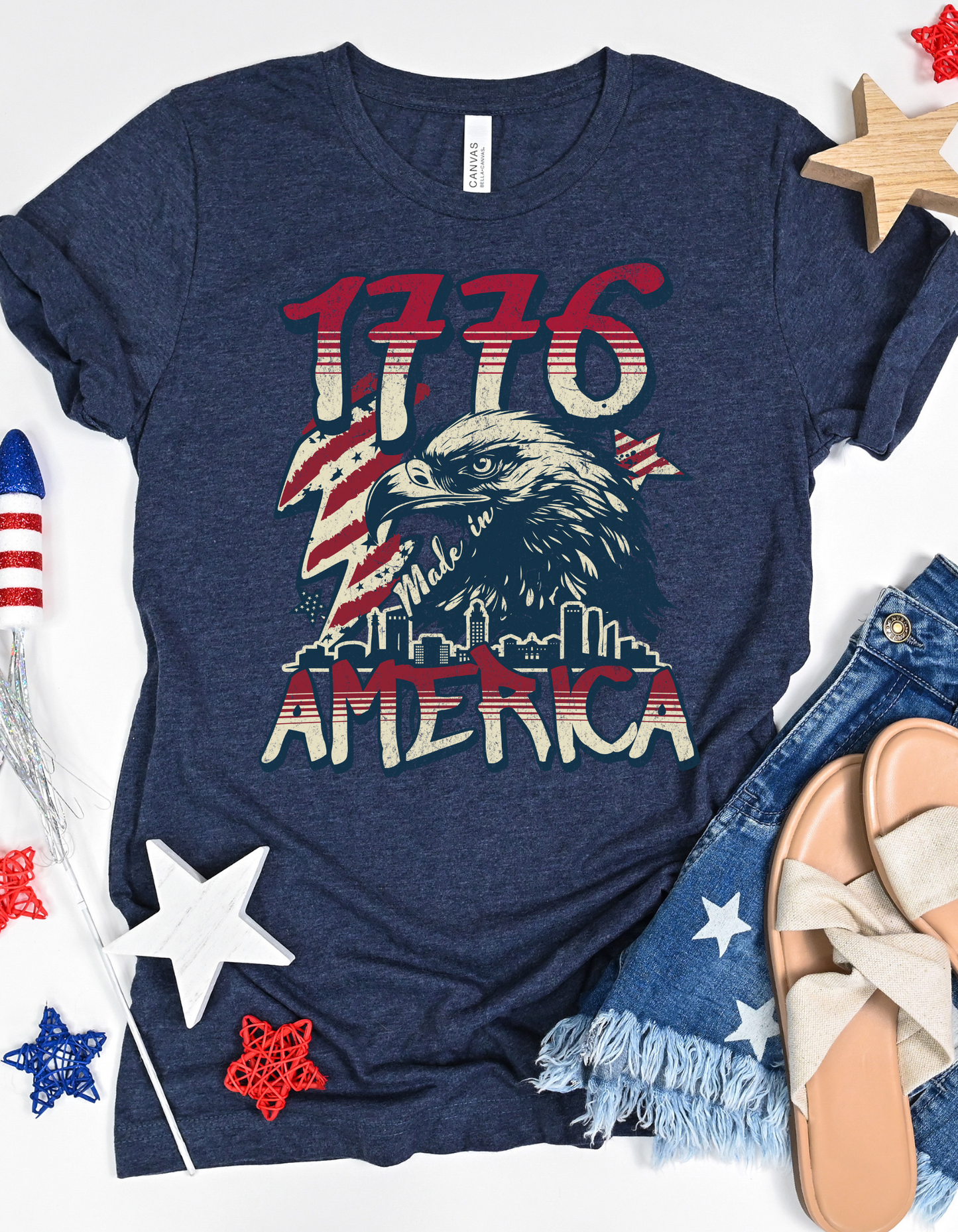 Patriotic Eagle T-Shirt | Fourth of July, Memorial Day, Vintage Graphic Tee, Unisex Softstyle Shirt, USA Pride Wear