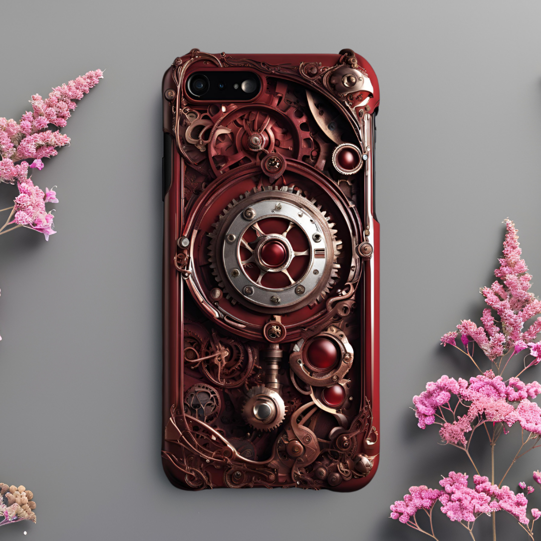 Steampunk iPhone Case - Tough Cases with Gear and Clock Design, 3D Steam Punk Phone Case for iPhone, Samsung, and Google Pixel