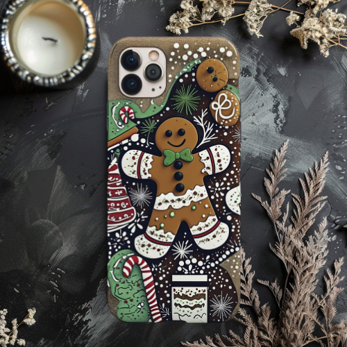 Christmas Gingerbread Phone Case, Holiday Gift, Tough Protection, Cute Phone Accessory, Festive Case for iPhone