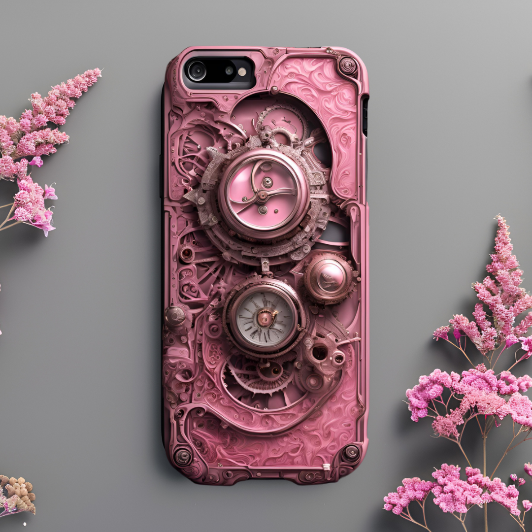 Steampunk Phone Case – Tough Cases with Vintage Clock Design, 3D Steam Punk Phone Case for iPhone, Samsung, and Google Pixel