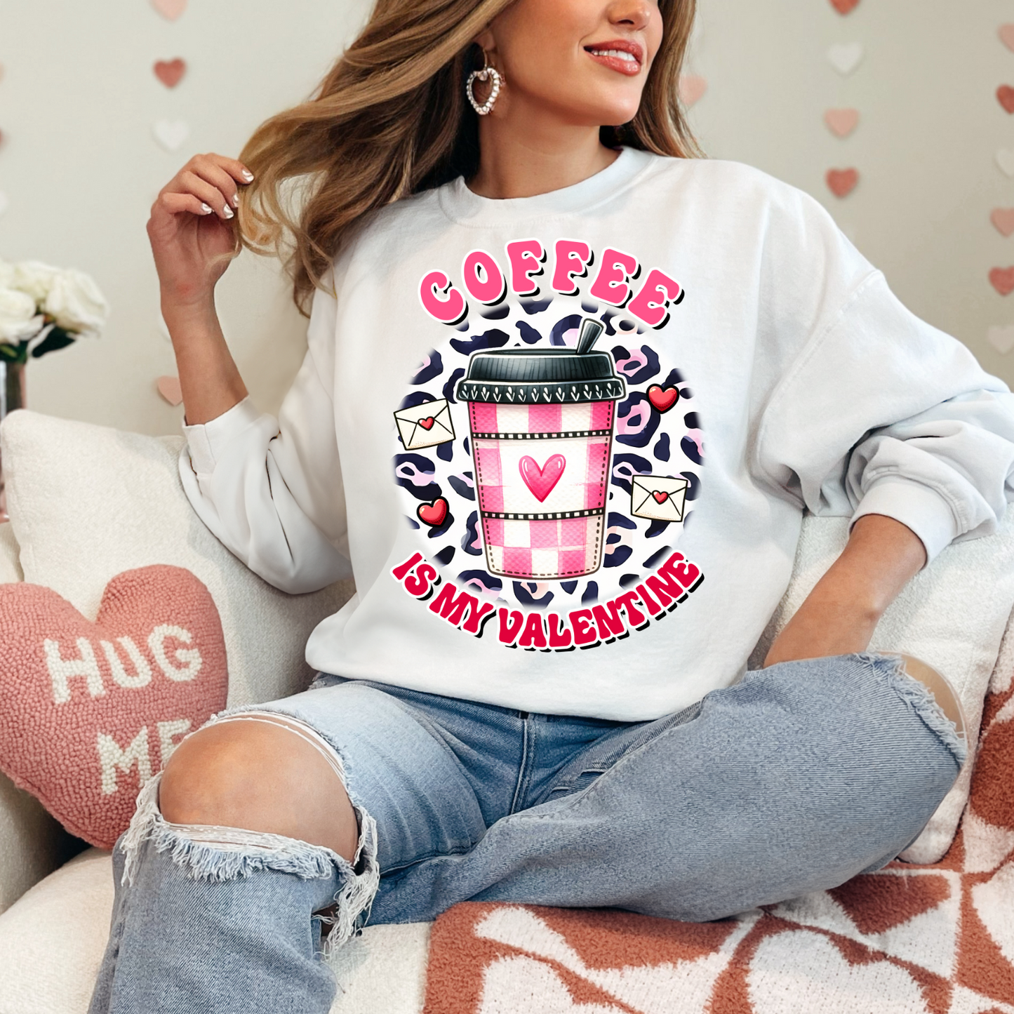 Coffee Is My Valentine Sweatshirt | Cozy Unisex Crewneck for Coffee Lovers | Valentine's Day Gift, Winter Essential, Cute Casual Wear