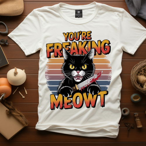 Funny Cat Themed Unisex Jersey Tee - 'You're Freaking Meowt'