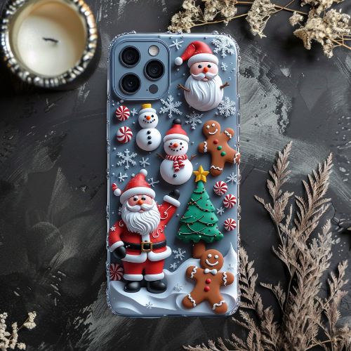 Christmas Phone Case, Festive Santa Clauses, Holiday Gift, Winter Decor, Cute Gingerbread Design, Seasonal Fun