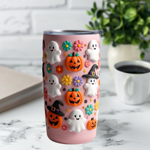 Cute Halloween Ghosts Tumbler 20oz - Fun & Festive Drinkware for Spooky Season