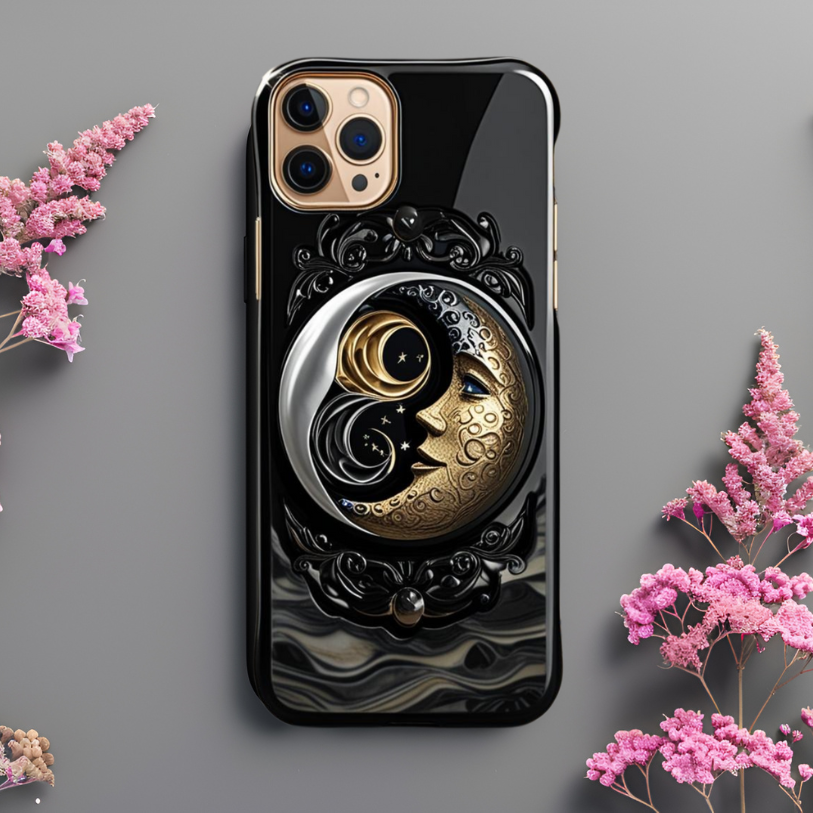 Celestial Yin Yang Phone Case - Tough Cases for Astrology Lovers, Crescent Moon Phone Case for iPhone, Samsung, and Google Pixel