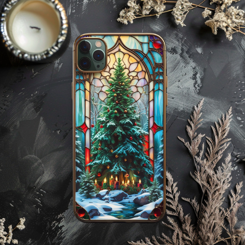Stained Glass Christmas Phone Case | Tough Cases, Holiday Gift, Winter Decor, Festive Accessories, Unique Cellphone Cover