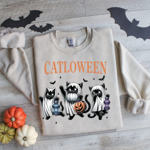 Catlween Sweatshirt - Unisex Halloween Crewneck