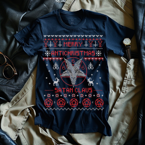 Unisex Anti-Christmas T-Shirt, Funny Holiday Tee, Satan Claus Novelty Shirt, Gift for Him/Her, Festive Party Wear