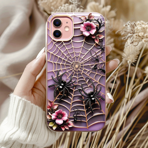 Purple Spider Web Phone Case - Tough & Stylish Design for Halloween Lovers