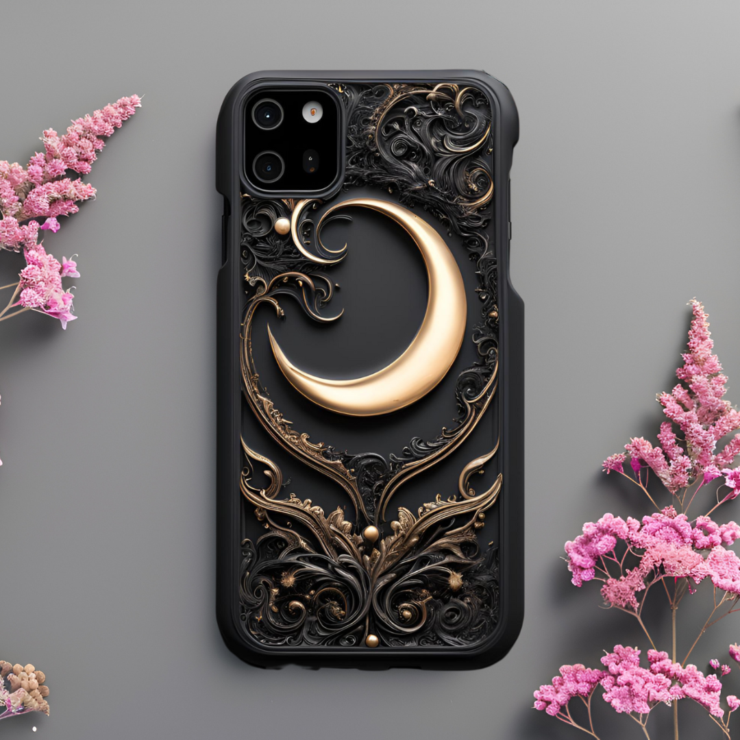 Elegant Moon Design Phone Case - Tough Cases for Stylish Protection, Celestial Moon Phone Case for iPhone, Samsung, and Google Pixel