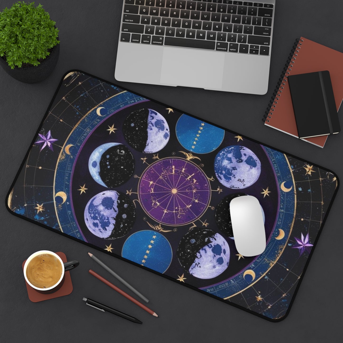 Celestial Moons Desk Mat - Stylish Astrology Office Accessory