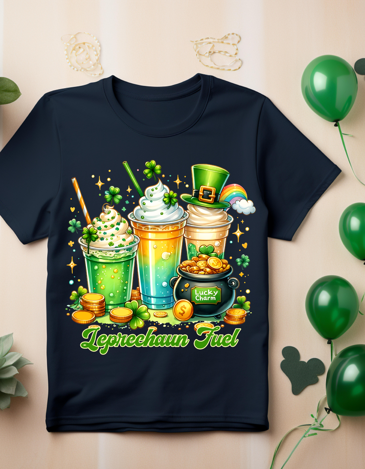 St. Patrick's Day T-Shirt, Unisex Softstyle Tee, Leprechaun Fuel Shirt, Spring Celebration Wear, Shamrock Slogan Top