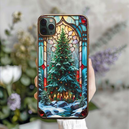 Stained Glass Christmas Phone Case | Tough Cases, Holiday Gift, Winter Decor, Festive Accessories, Unique Cellphone Cover
