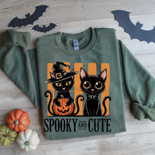 Spooky and Cute Cat Crewneck Sweatshirt