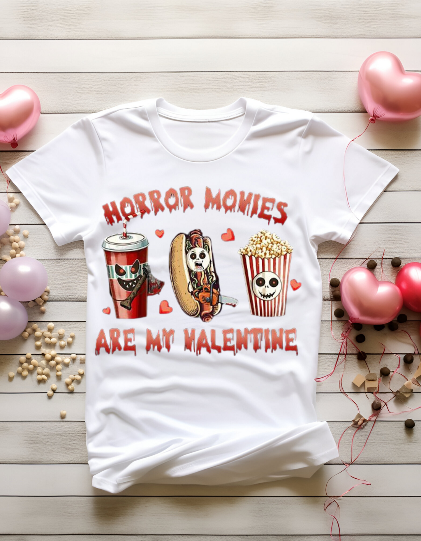 Horror Movies Valentine T-Shirt, Cute Horror T-Shirt, Valentine's Day Gift, Unisex Graphic Tee, Movie Night Apparel, Unique Gift Idea