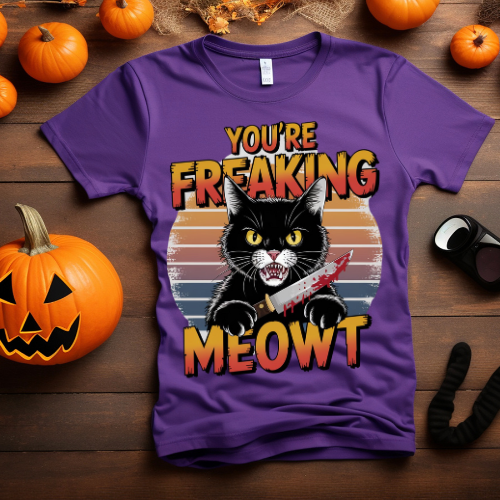 Funny Cat Themed Unisex Jersey Tee - 'You're Freaking Meowt'