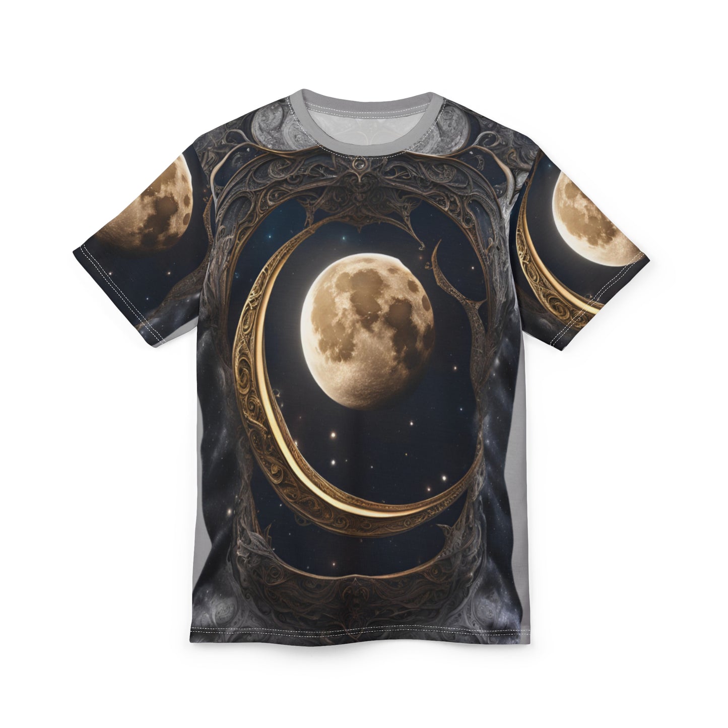 Celestial Moon Unisex Cut & Sew Tee - Dreamy Space Vibes, Celestial Moon AOP Shirt