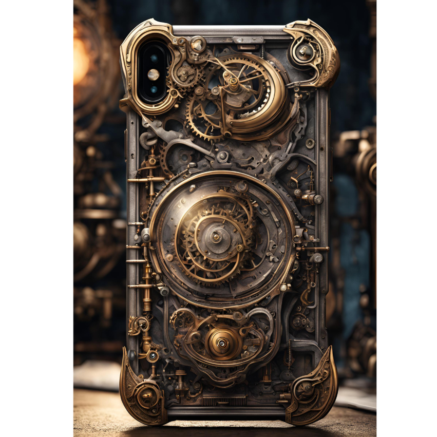 Steampunk Tough Case for iPhone - Vintage Gear Design, 3D Steam Punk Phone Case for iPhone, Samsung, and Google Pixel