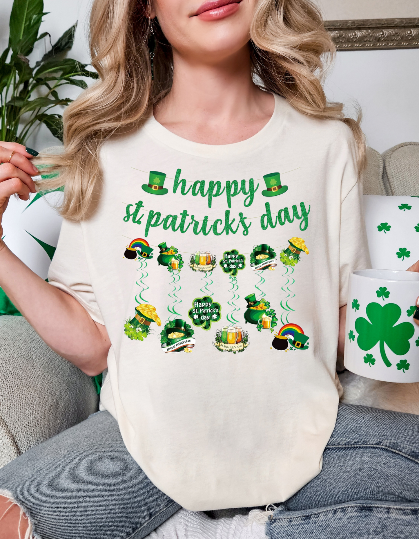 Happy St. Patrick's Day Unisex Softstyle T-Shirt, Lucky Shirt, Festival Apparel, Holiday Gift, Shamrock Tee