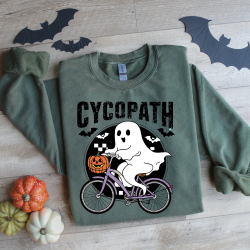 Cycopath Ghost Halloween Crewneck Sweatshirt, Funny Ghost Halloween Sweatshirt, Adult Humor Halloween Sweatshirt