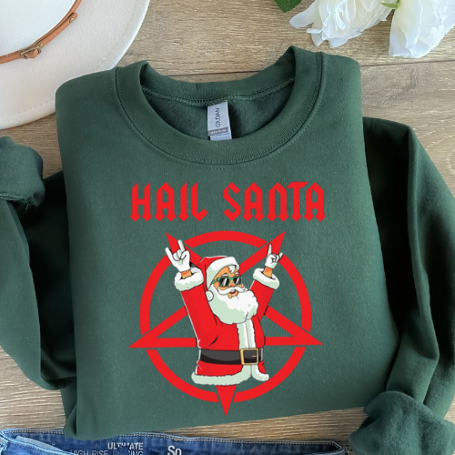 Hail Santa T-Shirt, Unisex Holiday Tee, Festive Graphic Shirt, Christmas Gift, Santa Lovers Apparel