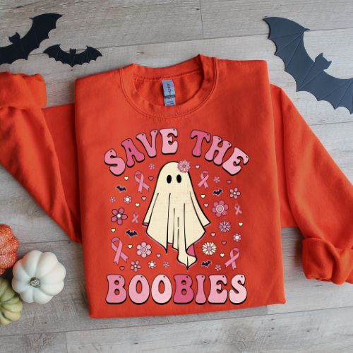 Save the Boobies Crewneck Sweatshirt | Unisex Heavy Blend | Breast Cancer Awareness