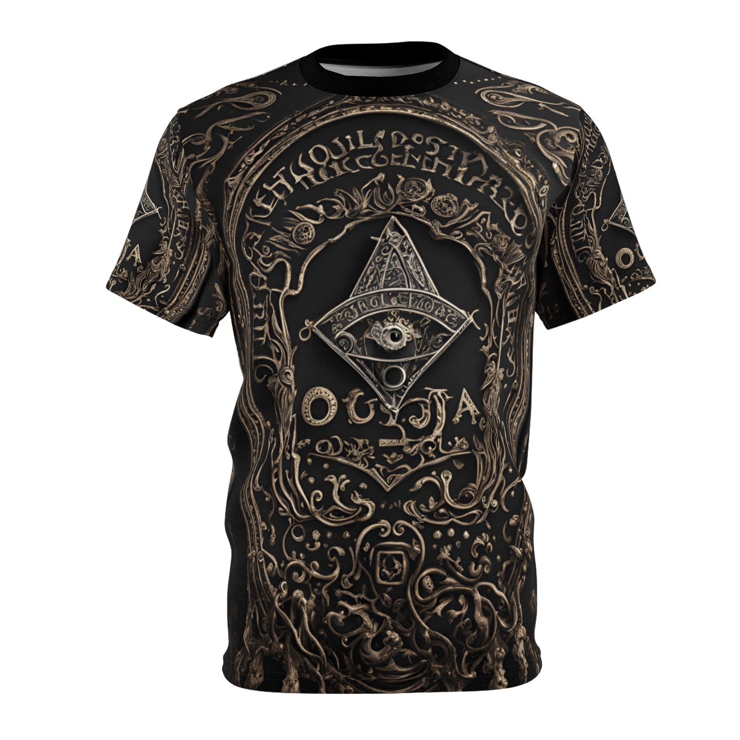 Ouija Board Unisex Graphic Tee - Mystical Black Design for Spiritual Seekers, 3D Ouija Board Design AOP Shirt