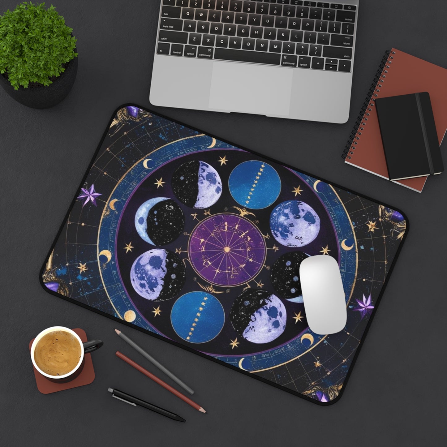 Celestial Moons Desk Mat - Stylish Astrology Office Accessory