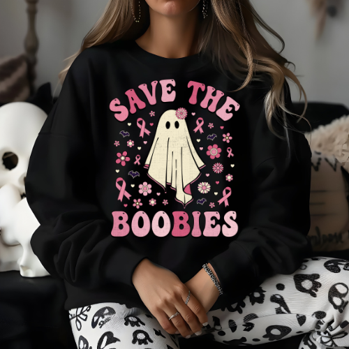 Save the Boobies Crewneck Sweatshirt | Unisex Heavy Blend | Breast Cancer Awareness