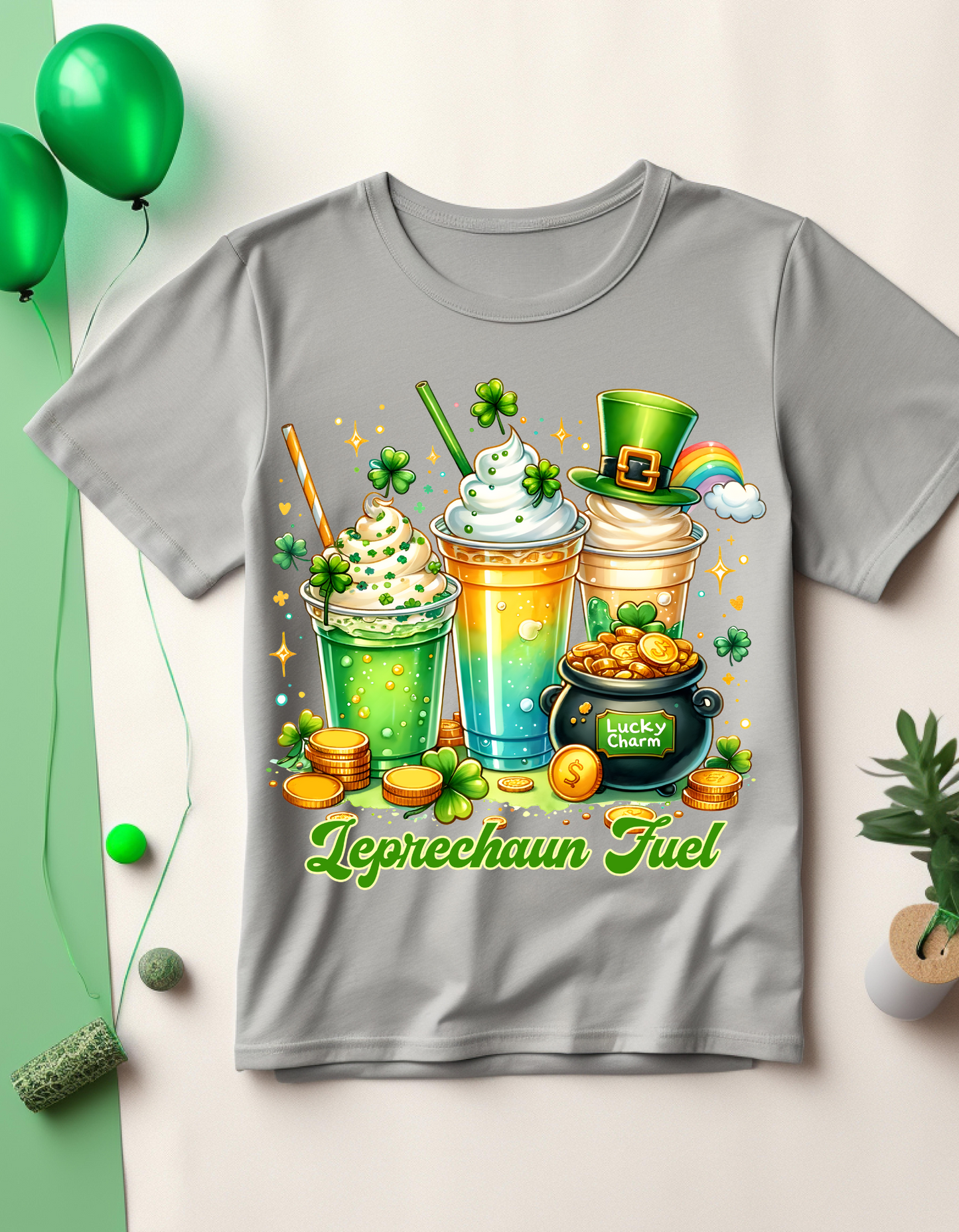 St. Patrick's Day T-Shirt, Unisex Softstyle Tee, Leprechaun Fuel Shirt, Spring Celebration Wear, Shamrock Slogan Top