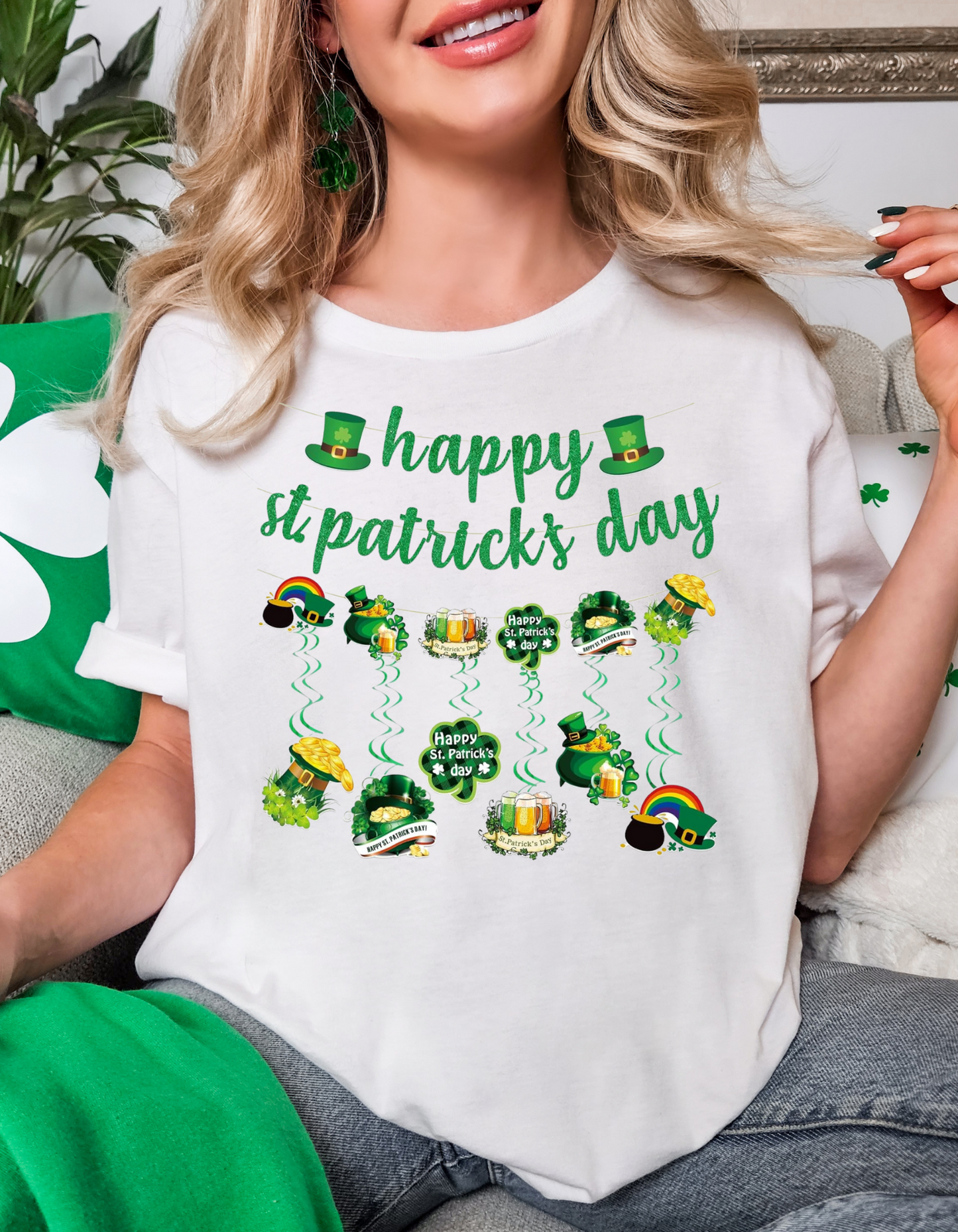 Happy St. Patrick's Day Unisex Softstyle T-Shirt, Lucky Shirt, Festival Apparel, Holiday Gift, Shamrock Tee