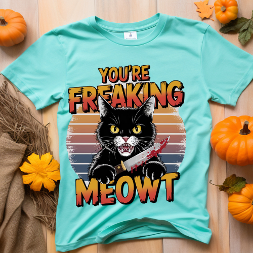 Funny Cat Themed Unisex Jersey Tee - 'You're Freaking Meowt'