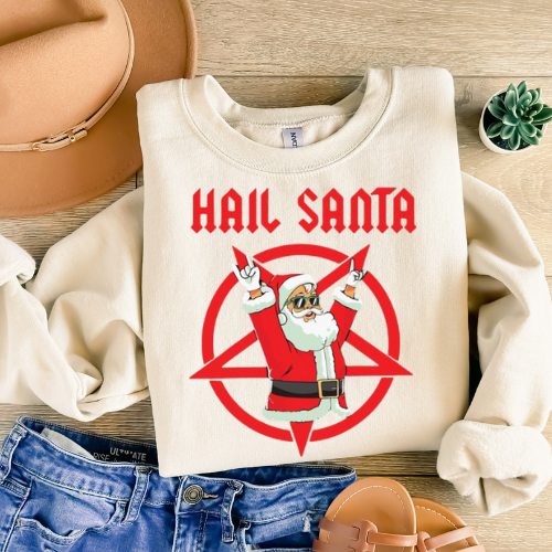Hail Santa T-Shirt, Unisex Holiday Tee, Festive Graphic Shirt, Christmas Gift, Santa Lovers Apparel