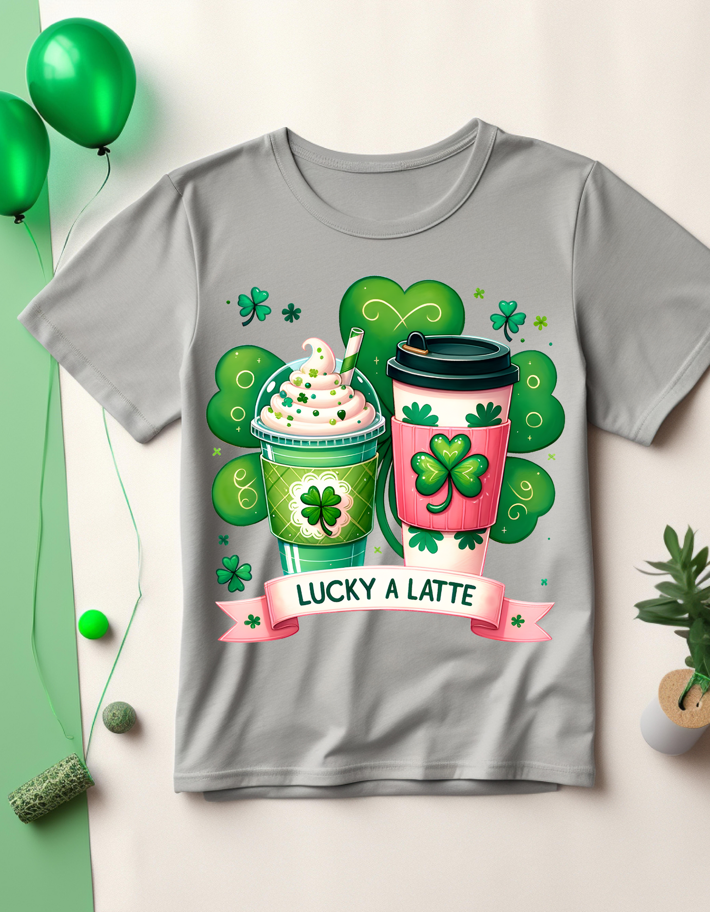 St. Patrick's Day Lucky T-Shirt, Shamrock Tee, Lucky A Latte Shirt, Unisex Coffee Lover's Top, Spring Celebration Apparel