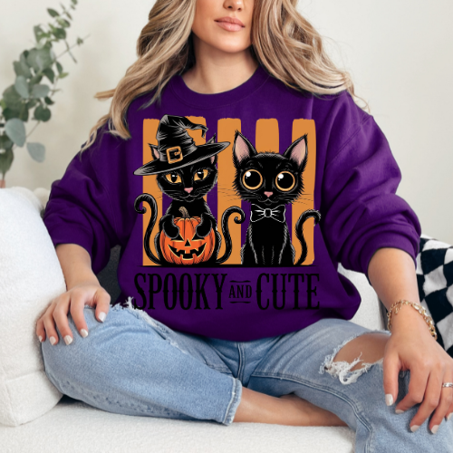 Spooky and Cute Cat Crewneck Sweatshirt
