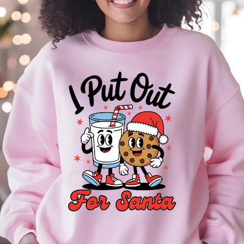 Christmas Sweatshirt, Cute Holiday Crewneck, Funny Gift for Him/Her, Cozy Winter Apparel, Santa and Cookie Design