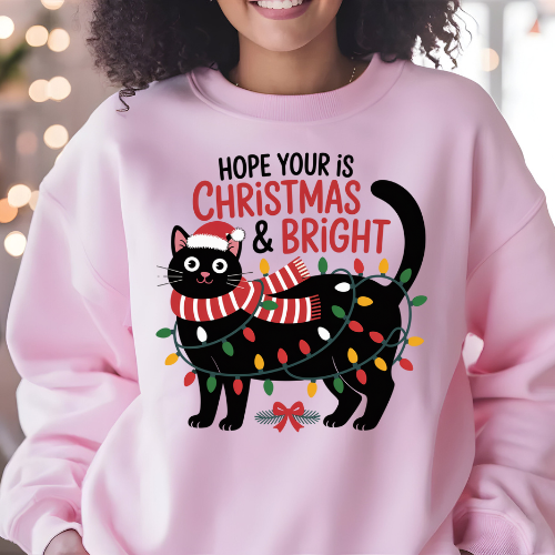 Festive Cat Sweatshirt, Cozy Holiday Apparel, Christmas Gift, Unisex Crewneck, Cute Cat Lover Gift, Winter Wardrobe Essential