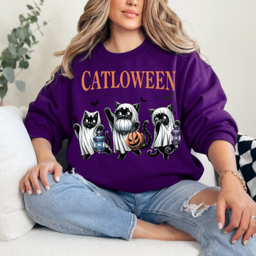 Catlween Sweatshirt - Unisex Halloween Crewneck
