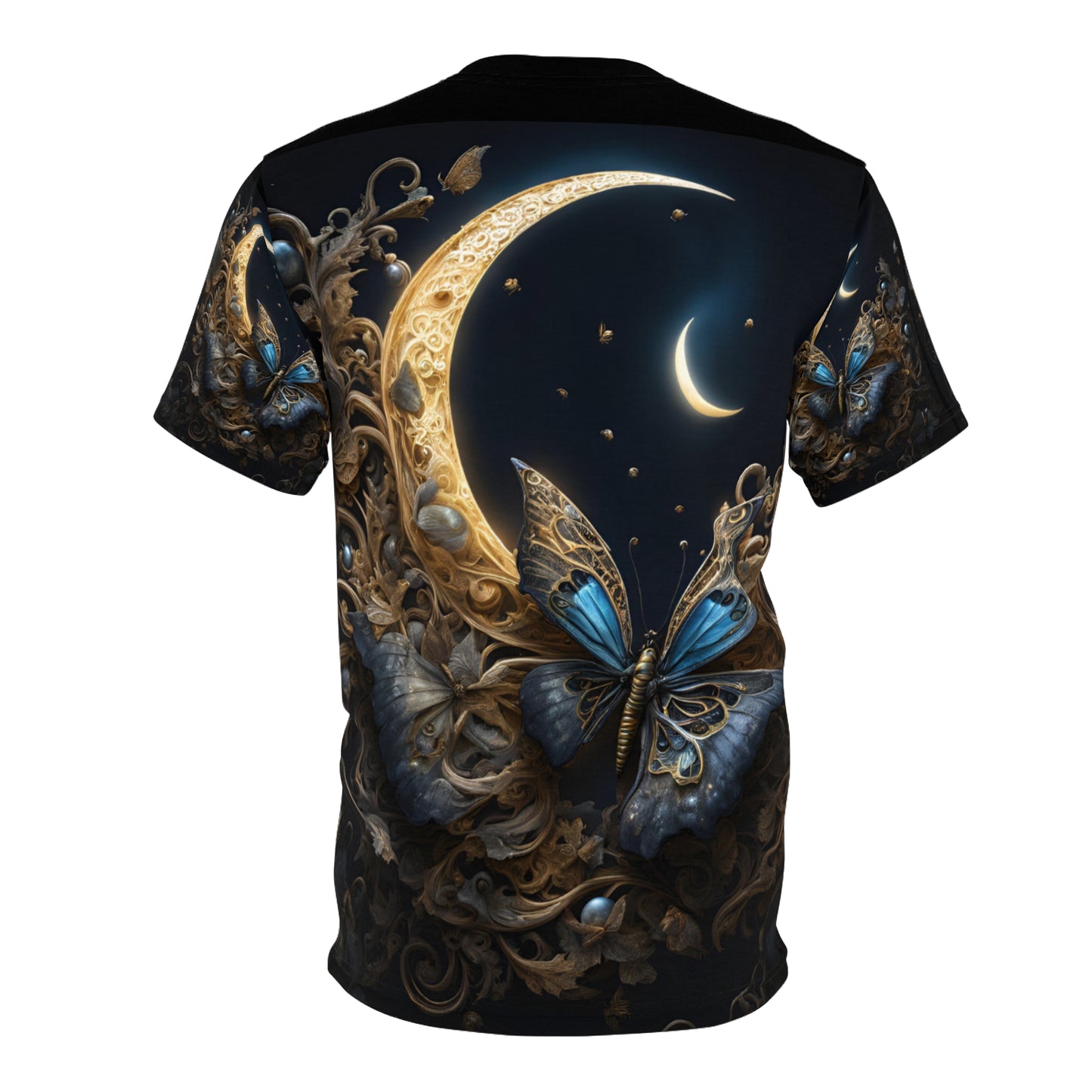 Majestic Butterfly Moon Unisex Tee - Celestial Art & Nature Design, Celestial Butterfly AOP Shirt