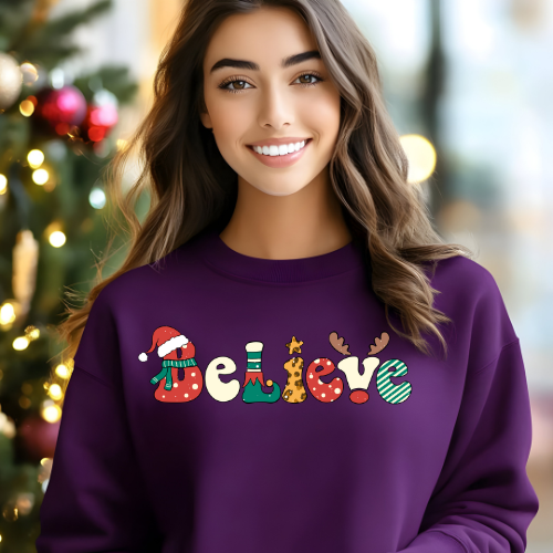 Holiday Cheer Sweatshirt, Believe Sweatshirt, Christmas Gift, Cozy Crewneck, Unisex Sweater, Festive Apparel