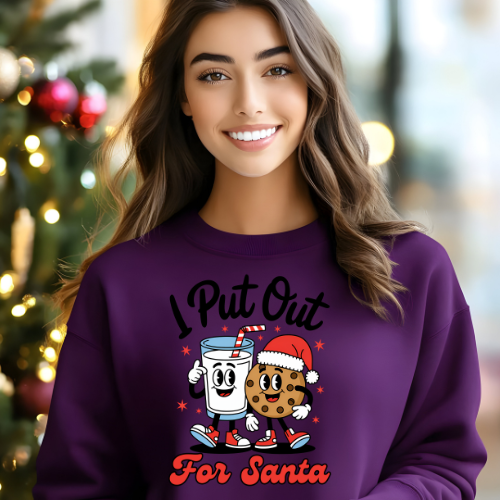 Christmas Sweatshirt, Cute Holiday Crewneck, Funny Gift for Him/Her, Cozy Winter Apparel, Santa and Cookie Design