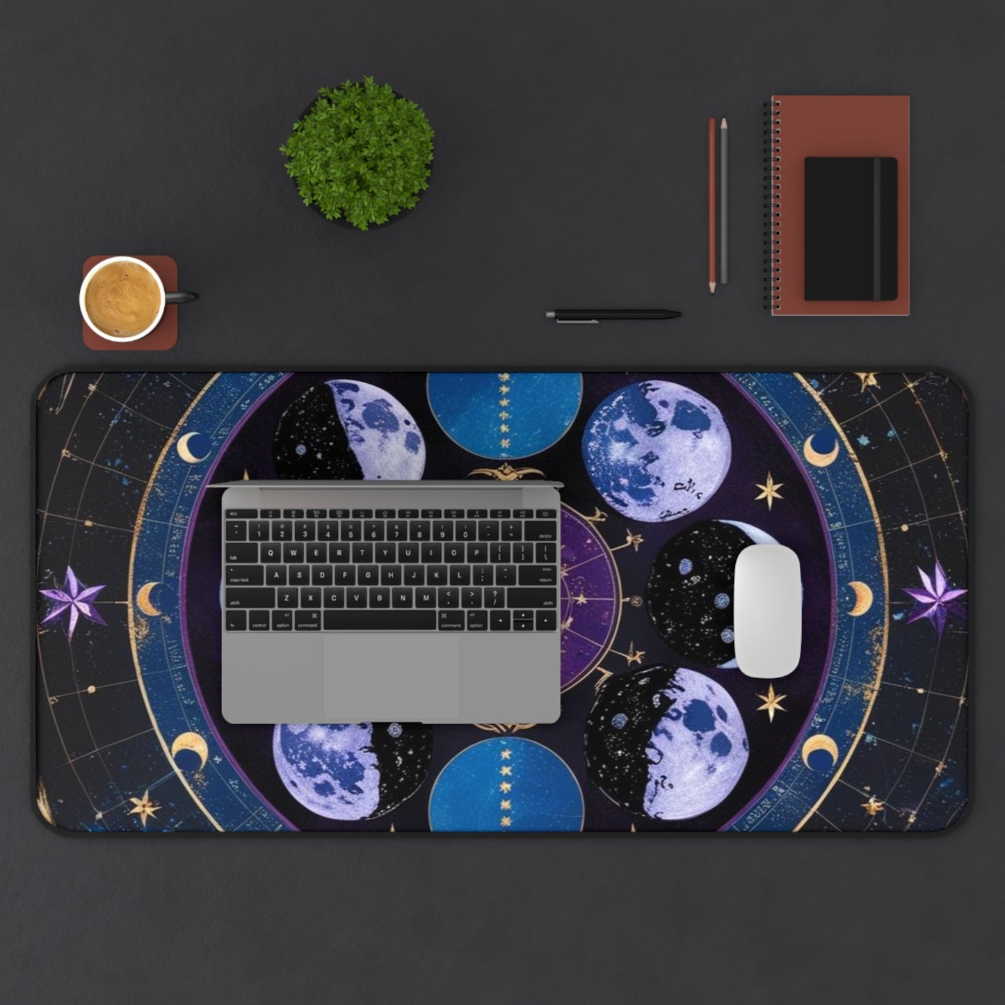 Celestial Moons Desk Mat - Stylish Astrology Office Accessory