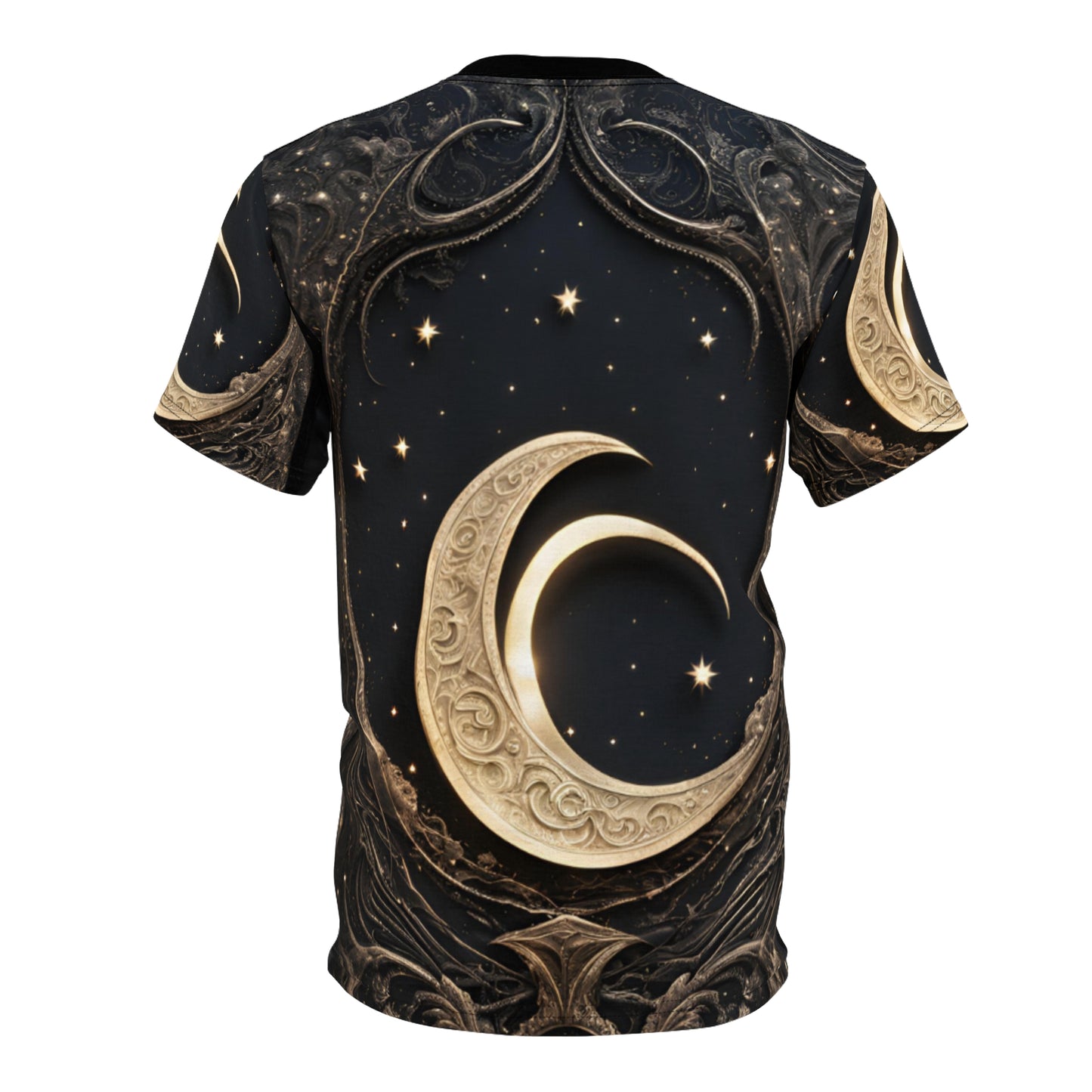 Celestial Moon Unisex Cut & Sew Tee - Night Sky Design for Dreamers, Celestial Crescent Moon AOP Shirt
