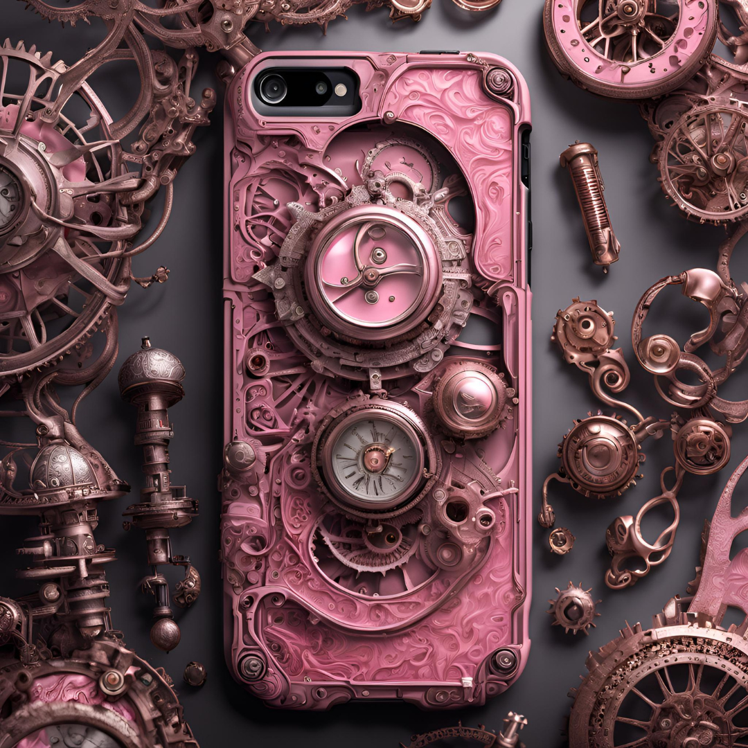 Steampunk Phone Case – Tough Cases with Vintage Clock Design, 3D Steam Punk Phone Case for iPhone, Samsung, and Google Pixel