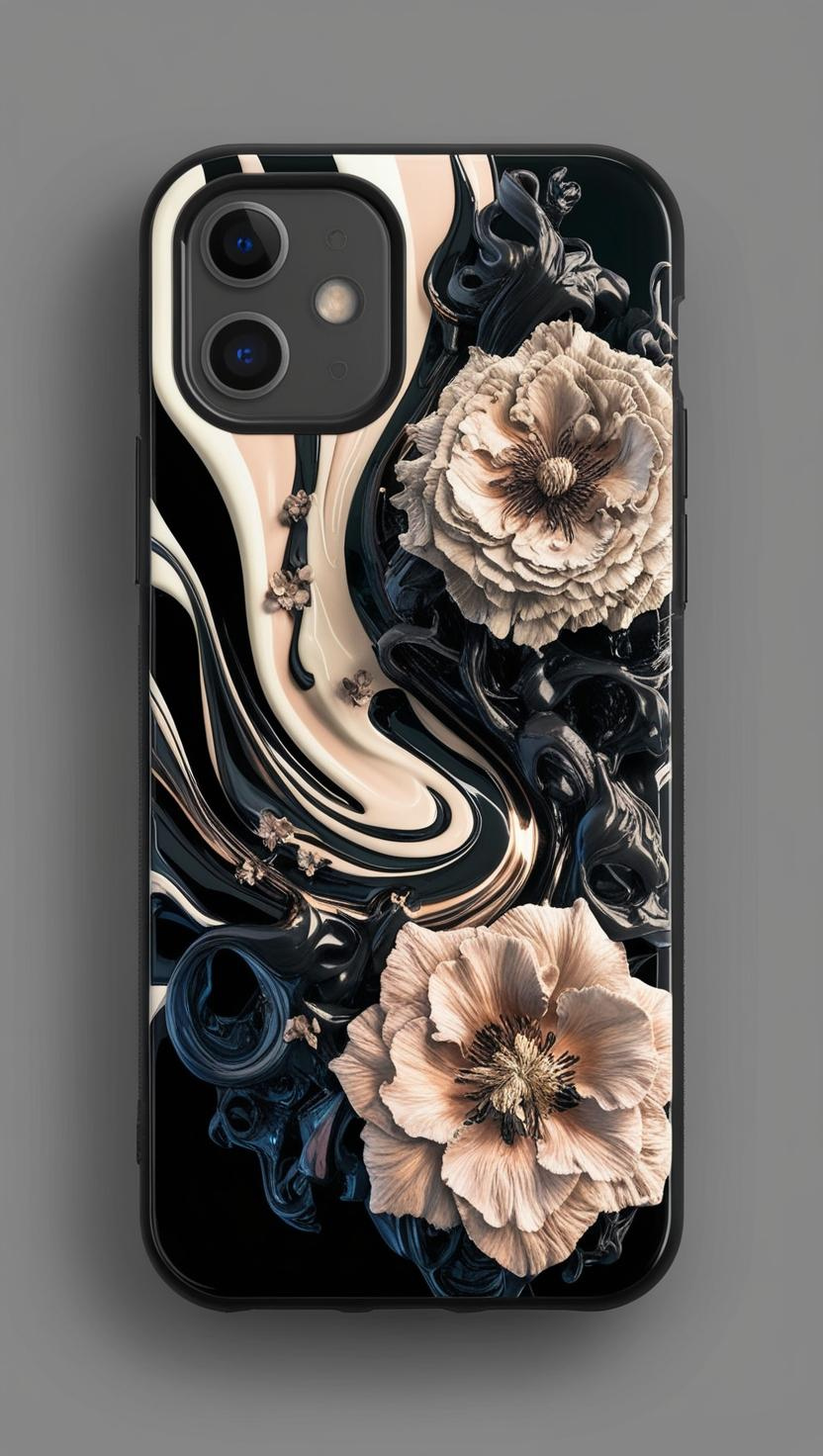 Floral Tough Phone Case - Elegant Garden Design, Gothic Flowers Phone Case for iPhone, Samsung, and Google Pixel