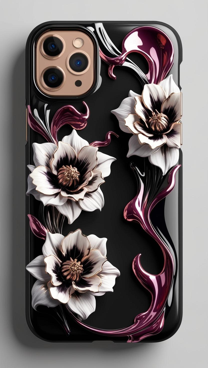 Elegant Floral Phone Case - Tough Cases for Stylish Protection, Gothic Flowers Phone Case for iPhone, Samsung, and Google Pixel