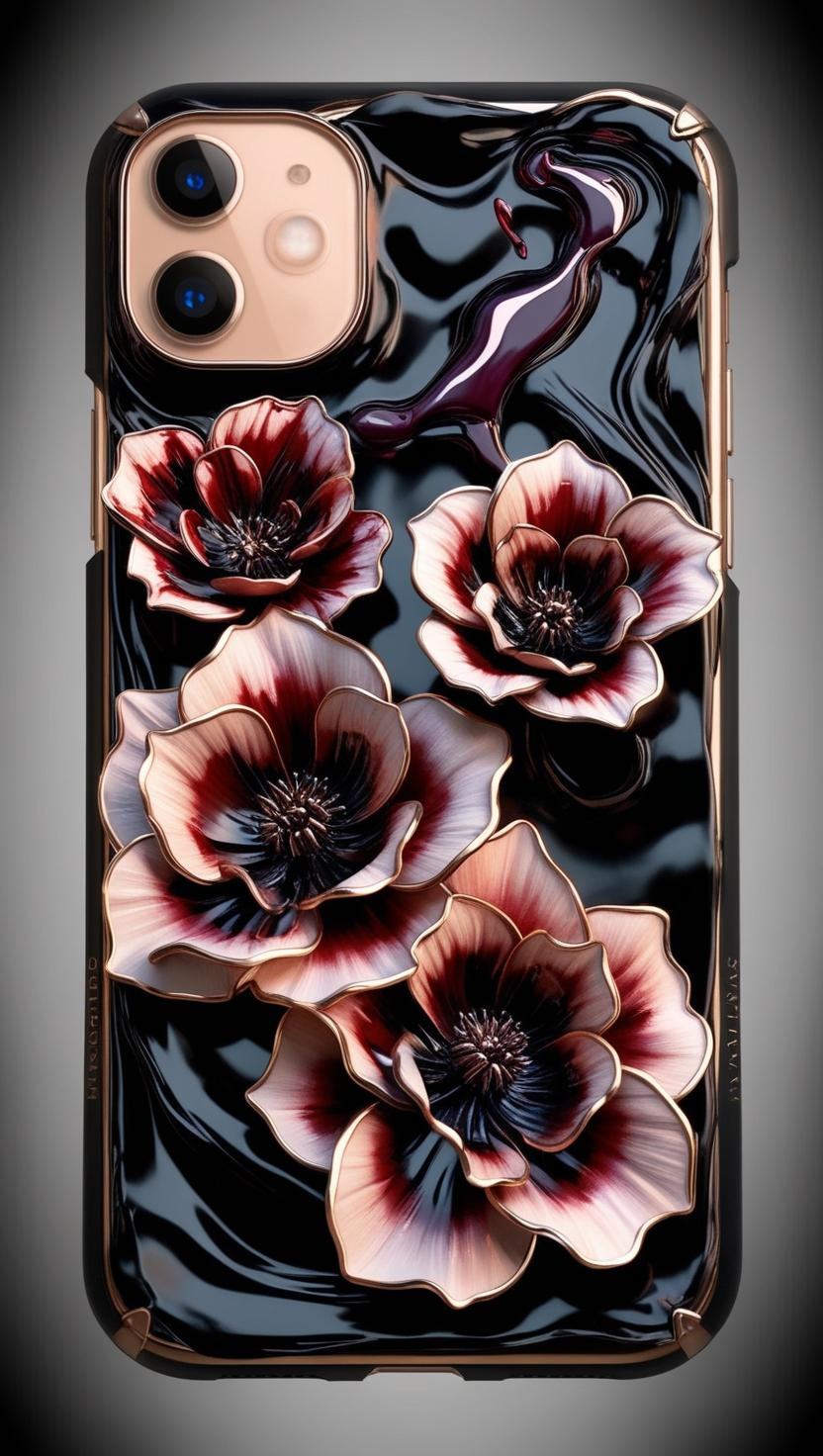 Floral Tough Phone Case - Elegant Flower Design for Protection and Style ,Gothic Flowers Phone Case for iPhone, Samsung, and Google Pixel
