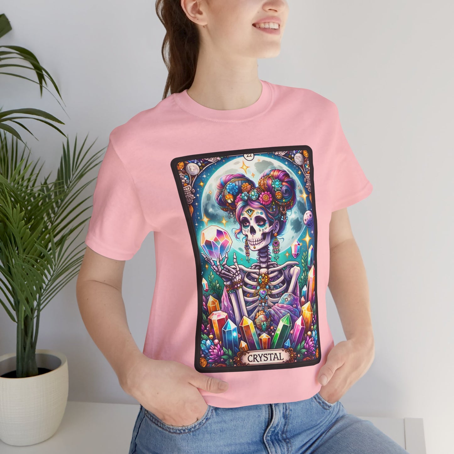 Crystal Skeleton Unisex Jersey Tee - Crystal Tarot Card Shirt, Crystal Shirt, Tarot Card Shirt,