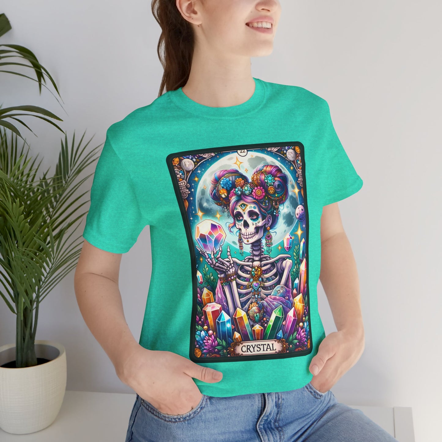 Crystal Skeleton Unisex Jersey Tee - Crystal Tarot Card Shirt, Crystal Shirt, Tarot Card Shirt,