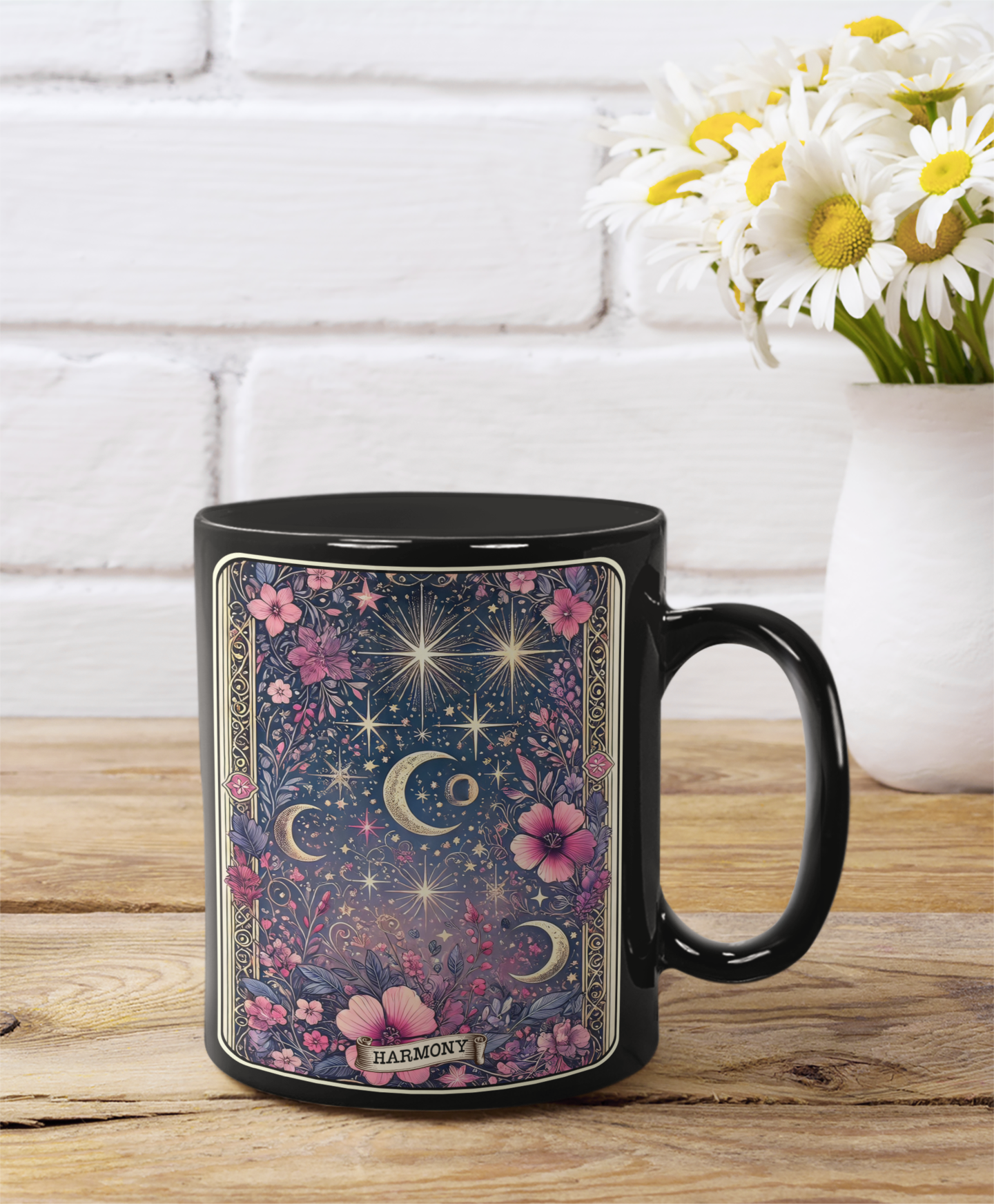 Celestial Harmony Floral Coffee Mug - 11oz & 15oz | Perfect for Dreamers & Nature Lovers, Celestial Floral Coffee Mug